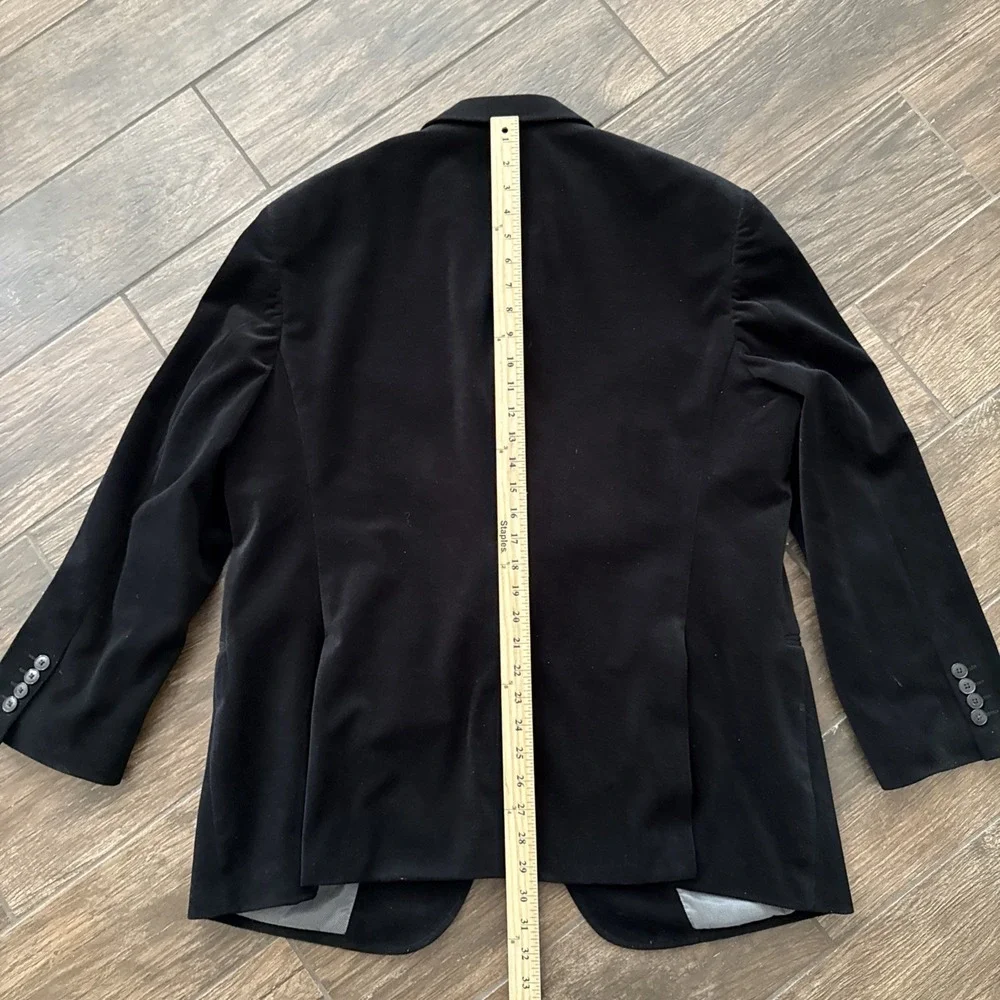 Armani Collezioni Velvet Blazer Men 48R Black Sport Coat Formal Evening Jacket